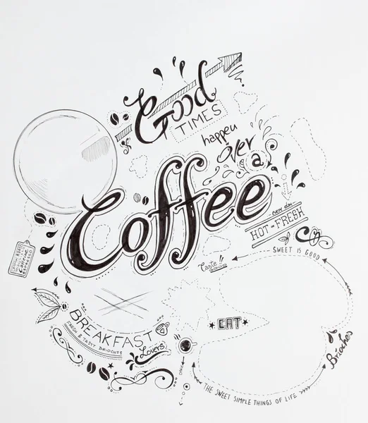 Hand Drawn Breakfast Lettering Typography Classic Phrases Vintage Composition — Stock Photo, Image