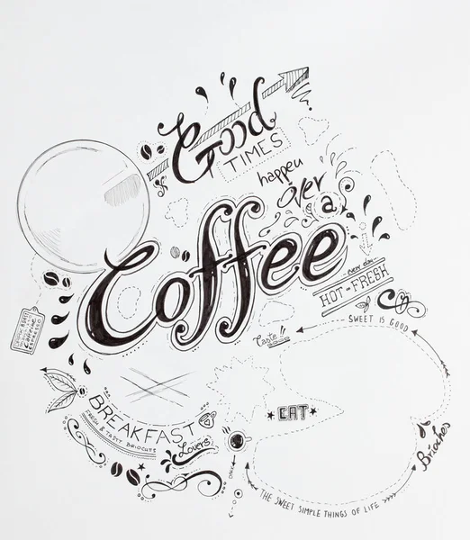 Hand Drawn Breakfast Lettering Typography with classic Phrases in a vintage composition