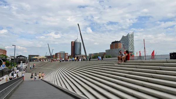 Embankment Elbe City Hamburg Inglês País Alemanha Anos Junho 2017 — Fotografia de Stock