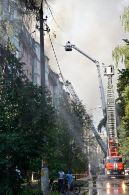 Korolev, Rusya - 26 Ağustos 2018: İtfaiye iş