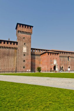 Milan, İtalya - 14 Mart 2014: Sforzesco Castle