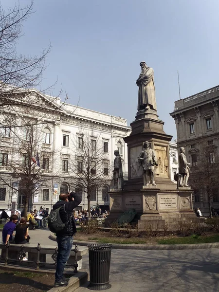 Milan Talya Mart 2014 Leonardo Vinci Heykeli — Stok fotoğraf