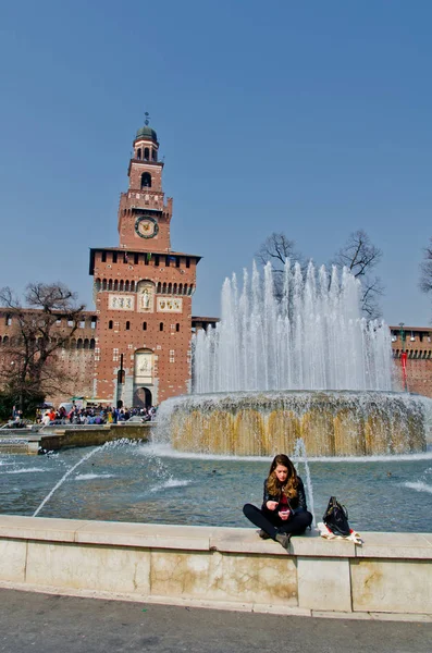 Milão Itália Março 2014 Castelo Sforzesco — Fotografia de Stock