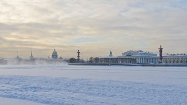 Saint Petersburg, Rusya - 23 Ocak 2019: Görünüm Vasilyevsky adanın