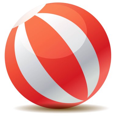 Beyaz arka plan üzerinde izole kırmızı plaj topu vektör çizim