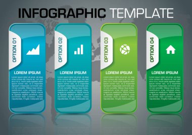 Modern renkli infographics seçenekleri şablon vektör mavi ve yeşil dikdörtgen ile. Web Tasarım, broşür, sunumlar ve iş akışı düzeni için kullanılabilir