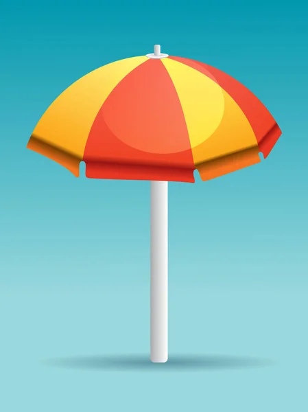 Red Yellow Beach Umbrella Vector Illustration Isolated Gradient Background — Stock Vector