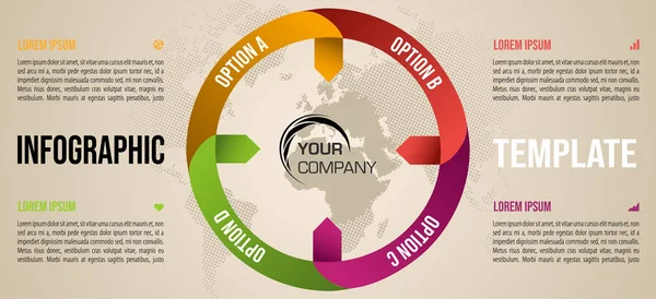 Vetor Modelo Opções Infográficos Modernos Com Círculo Colorido — Vetor de Stock