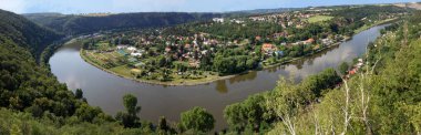 Panoramatic view from hill Rivnac to Vltava meander clipart