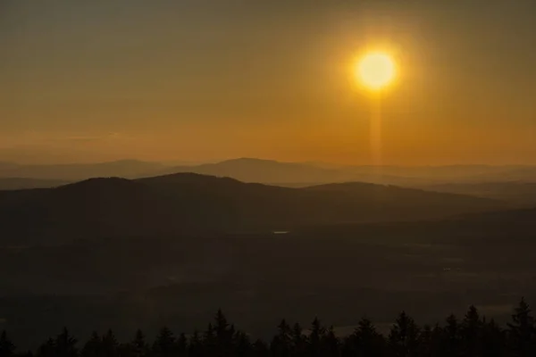 Nice Sunset Hills Kravi Mountains Czech Landscape — Stock Photo, Image