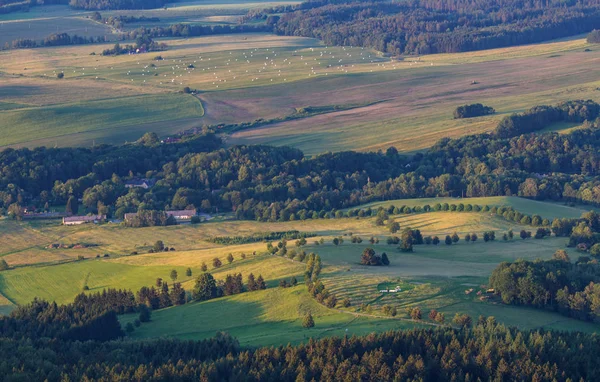 Nice Detail Trees Small Houses Kravi Mountains Czech Landscape — Stock Photo, Image