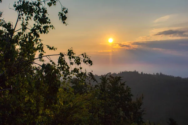 Удивительный Восход Солнца Деревьях Холмах Мандельштейн Австрия — стоковое фото