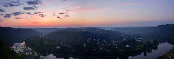 Panoramatic View Nature Lookout Vltava Meander Sunrise Blue Hour — Stock Photo, Image