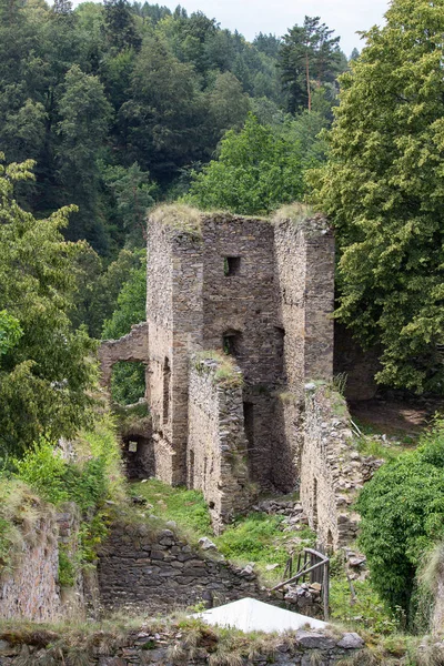 Castelul Vechi Ruine Divci Kamen Lângă Satul Brloh Turnul Principal — Fotografie, imagine de stoc