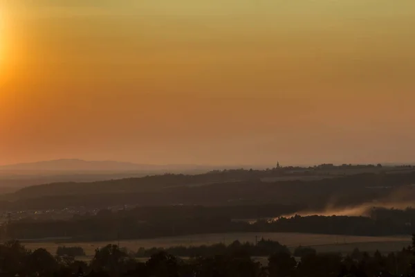 Schöner Sonnenuntergang Auf Hügeln Der Nähe Von Ceske Budejovice Tschechische — Stockfoto