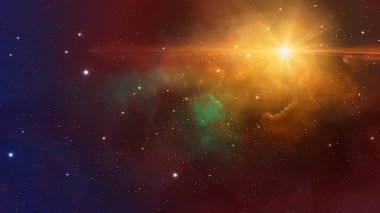 Uzay sahne. Coloful Bulutsusu starfield ile. NASA tarafından döşenmiş öğeleri. 3D render