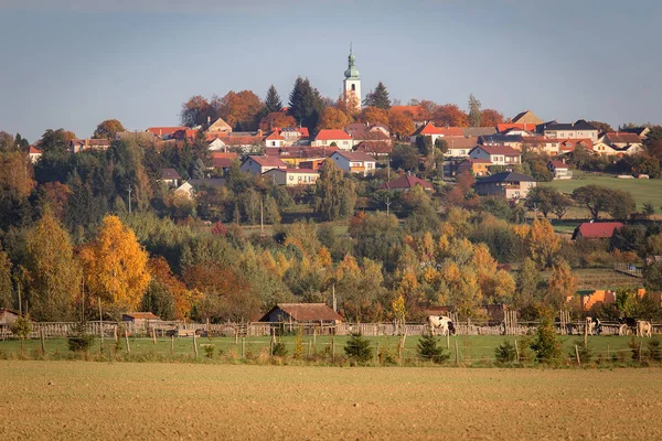 Detail Autumn Small City Velesin Czech Landscape — Stock Photo, Image