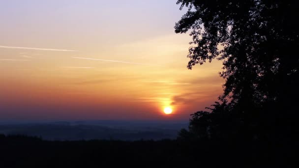 Wschód Słońca Widoku Sylwetka Drzewa — Wideo stockowe