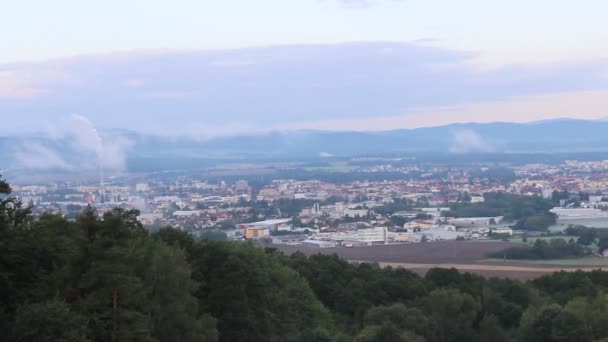 Panoramatický pohled na město České Budějovice, zvětšeno a širokoúhlý objektiv