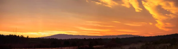 Weergave Van Panormatic Tot Zonsondergang Berg Met Bos Tsjechische Landschap — Stockfoto