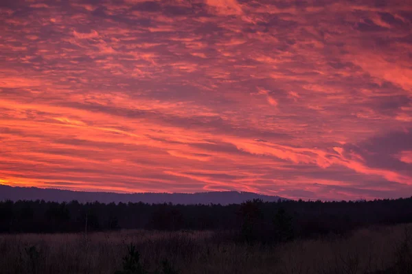 Amazing Sunset Clouds Mountain Forest Czech Landscape — Stock Photo, Image