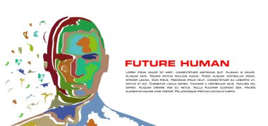 Beyaz renkli vektör gelecekteki insan kafasına