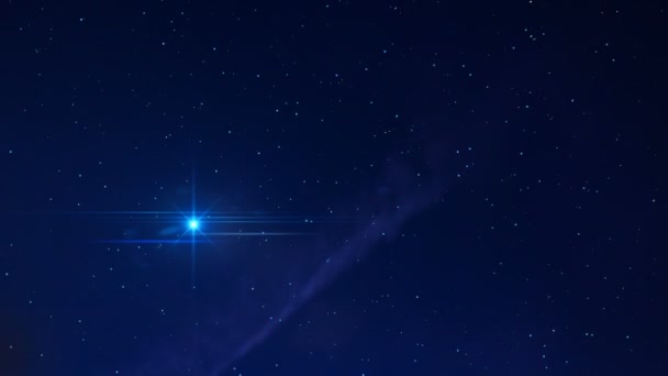 Blaue Sterne Nacht Mit Teilchen Und Licht — Stockvideo