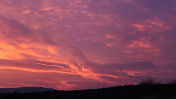 Panchromatische Beeld Tot Zonsondergang Bergen Met Bossen Tsjechische Landschap — Stockvideo