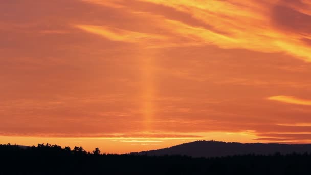 Panchromatyczne Widok Zachód Słońca Góry Lasem Czeski Krajobraz — Wideo stockowe