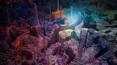 Arka plan, küçük renkli blok ışık, 3d render