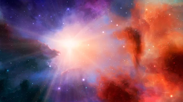 Space Scene Colorful Nebula Stars Light Rays Elements Furnished Nasa — Stock Photo, Image