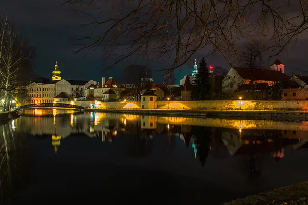Nära Staden České Budějovice Med Reflektion Malse River — Stockfoto