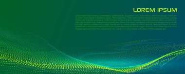 Soyut vektör arka plan ile noktalı parçacık yeşil renkte dalga için tasarlanmış