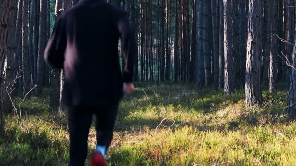 Joven Corriendo Camino Hierba Primavera — Vídeos de Stock