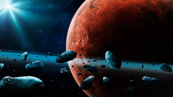 Cena Espacial Planeta Marte Com Anel Asteróides Elementos Fornecidos Pela — Fotografia de Stock