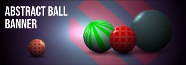 Vector abstract coloful banner with ball, sphere in green and re clipart