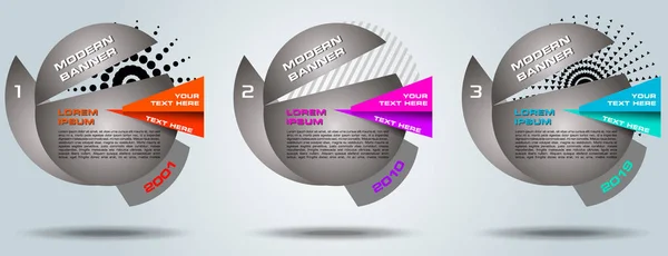 Banner web colorato astratto vettoriale, infografica impostata sul gradiente — Vettoriale Stock