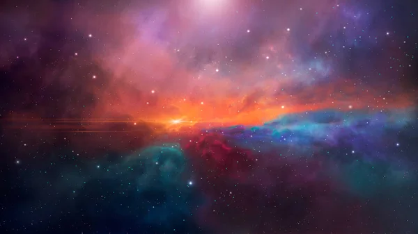 Tło przestrzeni. Kolorowa Mgławica z gwiazdami. Elementy umeblowane — Zdjęcie stockowe
