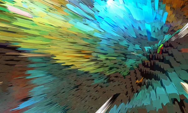 Abstrakte Partikelexplosion in grüner und blauer Farbe. 3D-Illustration — Stockfoto