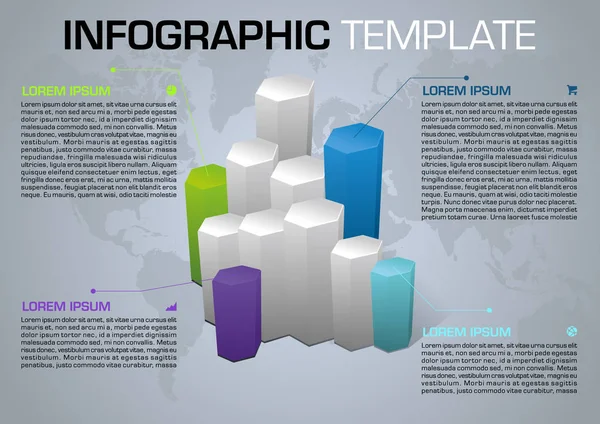 Vetor de modelo de opções de infográficos coloridos modernos com hexadecimal 3D — Vetor de Stock