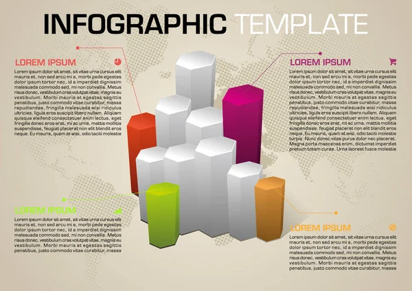 Vetor de modelo de opções de infográficos coloridos modernos com hexadecimal 3D — Vetor de Stock