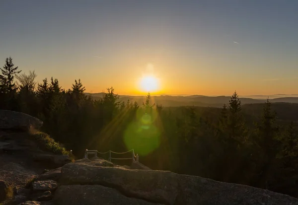 Západ slunce na vyhlídce Nebelstein, Rakousko krajina — Stock fotografie