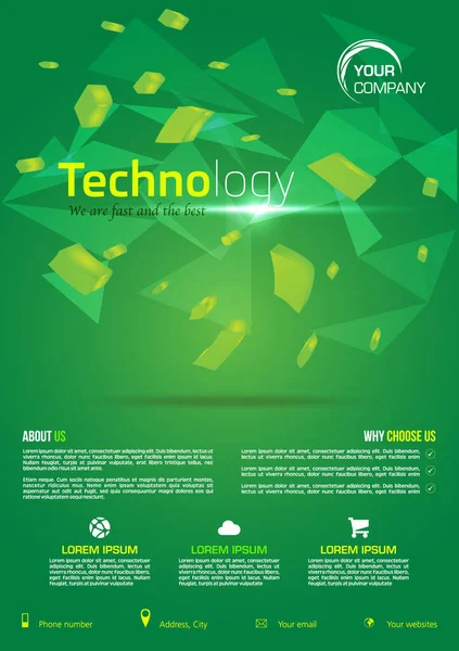 Volantino Tecnologico Vettoriale Business Aziendale Relazione Annuale Brochure Design Con — Vettoriale Stock