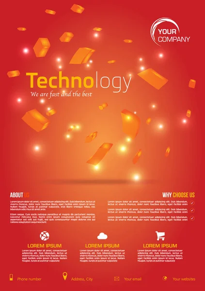 Volantino Tecnologico Vettoriale Business Aziendale Relazione Annuale Brochure Design Con — Vettoriale Stock