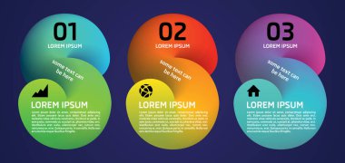 Modern bilgi grafikleri seçenekleri menekşe arkaplan üzerinde renkli çember ile şablon vektörü