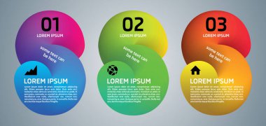 Gri arkaplan üzerinde renkli dairesi olan modern bilgi grafikleri seçenekleri şablon vektörü