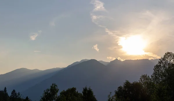 Alps Mountain Silhouette Sunset Sky Austria Landscape — Stock Photo, Image