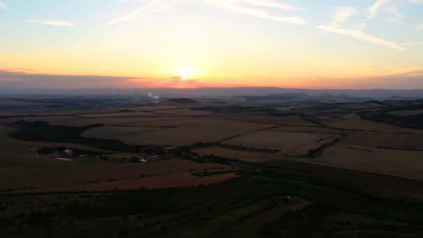 Tepelerde Gün Batımı Çek Sonbahar Manzarası — Stok video