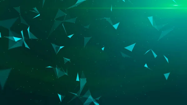 Green Abstract Technology Modern Background Spotted Particles Plexus Connected Triangle — Stock Photo, Image