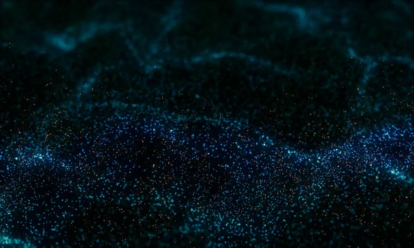Абстрактний Синій Кольоровий Фон Хвилі Частинок Маленька Кругла Крапка Чорному — стокове фото